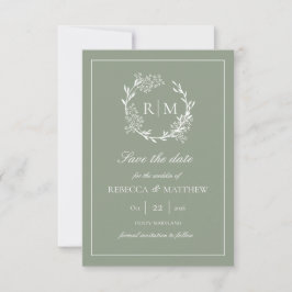 Elegant Floral Crest Monogram Photo Kaart