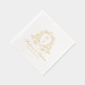 Elegant Floral Crest Monogram Weddenschap Folie Servetten (Rechts)