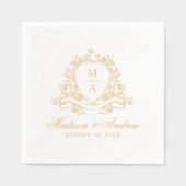 Elegant Floral Crest Monogram Weddenschap Folie Servetten (Voorkant)