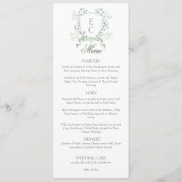 Elegant Floral Crest Monogram Weddenschap Menu