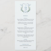 Elegant Floral Crest Monogram Wedding Menu (Voorkant)