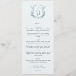 Elegant Floral Crest Monogram Wedding Menu