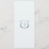 Elegant Floral Crest Monogram Wedding Menu (Achterkant)