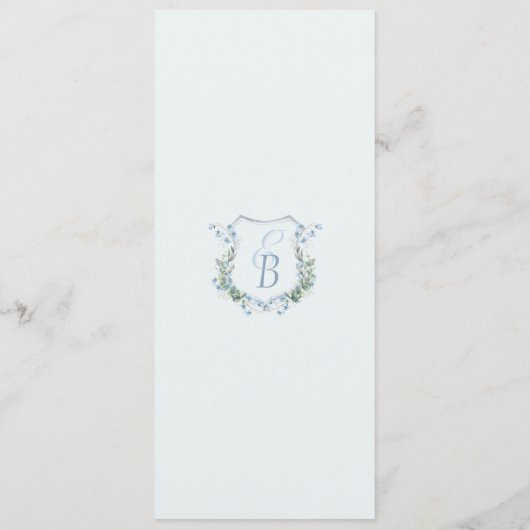 Elegant Floral Crest Monogram Wedding Menu (Achterkant)