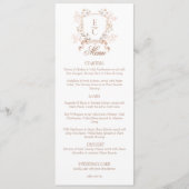 Elegant Floral Crest Monogram Wedding  Menu (Voorkant)