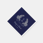 Elegant Floral Crest Navy Monogram Paper Napkin Servet (Hoek)