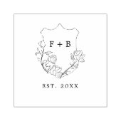 Elegant Floral Crest Vast monogram bruiloft Rubberstempel (Afrduk)