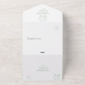 Elegant Floral Crest Wedding All In One Uitnodiging (Buitenkant)