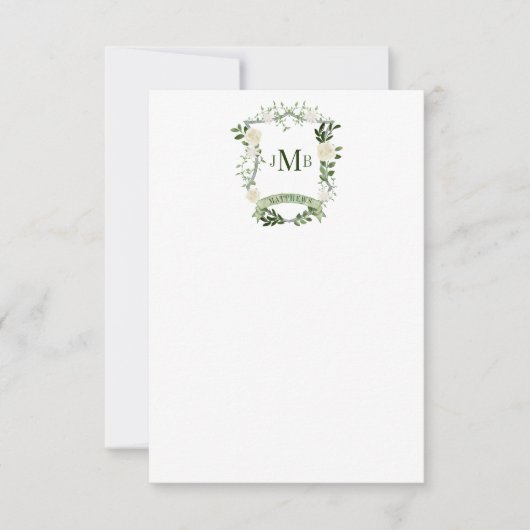 Elegant Floral Crest Wedding Bedankkaart (Voorkant)
