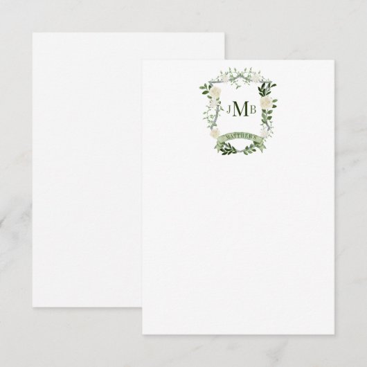 Elegant Floral Crest Wedding Bedankkaart (Voorkant / Achterkant)