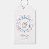 Elegant Floral Crest Wedding Cadeaulabel (Voorkant)
