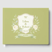 Elegant Floral Crest Wedding Gastenboek (Voorkant)