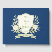 Elegant Floral Crest Wedding Gastenboek (Voorkant)