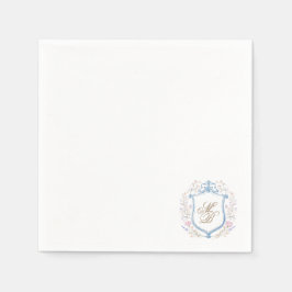 Elegant Floral Crest Wedding Paper Napkins Servet
