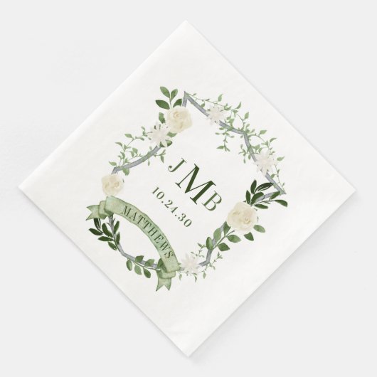 Elegant Floral Crest Wedding Servet (Hoek)
