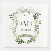 Elegant Floral Crest Wedding Servet (Voorkant)