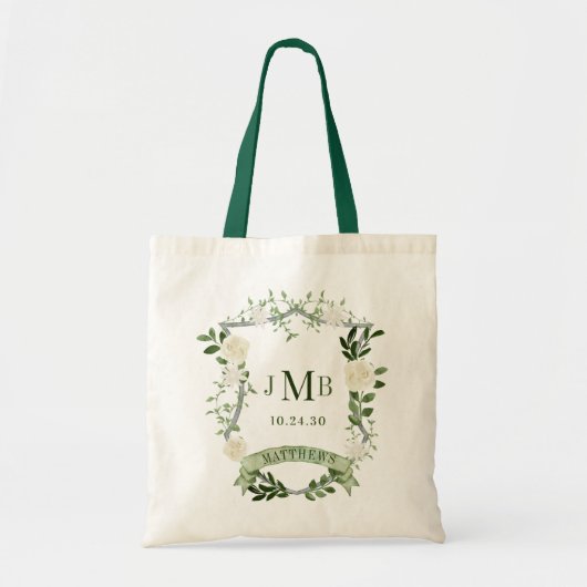 Elegant Floral Crest Wedding Tote Bag (Voorkant)