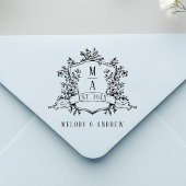 Elegant Floral Crest Wedding Zelfinktende Stempel