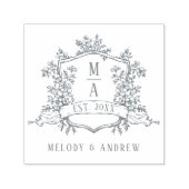 Elegant Floral Crest Wedding Zelfinktende Stempel (Design)