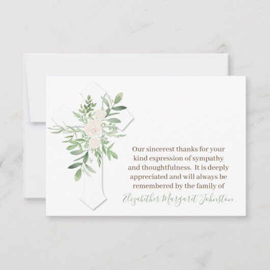 Elegant Floral + CrosFuneral Bedankt Bereavement (Voorkant)