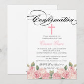 Elegant Floral Cross Bevestiging Uitnodiging (Voorkant / Achterkant)