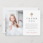 Elegant Floral Cross Girl First Community Bedankkaart (Voorkant)