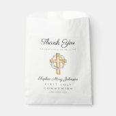 Elegant Floral Cross Girl First Community Bedankzakje (Voorkant)