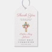 Elegant Floral Cross Girl First Community Cadeaulabel (Voorkant)