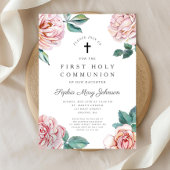 Elegant Floral Cross Girl First Community Kaart
