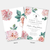 Elegant Floral Cross Girl First Community Kaart