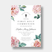 Elegant Floral Cross Girl First Community Kaart