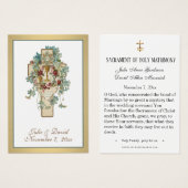 Elegant Floral Cross Wedding Heilige Kaart Prayer (Voorkant /achterkant)