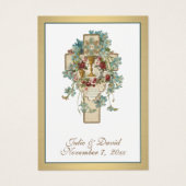 Elegant Floral Cross Wedding Heilige Kaart Prayer (Voorkant)