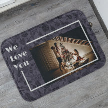 Elegant Floral Custom Family Foto Text Grey