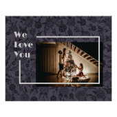 Elegant Floral Custom Family Foto Text Grey Perfect Poster (Voorkant)