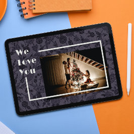 Elegant Floral Custom Family Foto Text Grey Perfect Poster