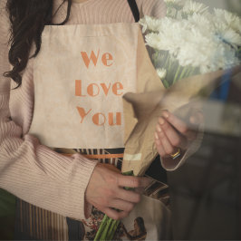 Elegant Floral Custom Family Photo Text Oranje Schort