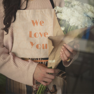 Elegant Floral Custom Family Photo Text Oranje Schort