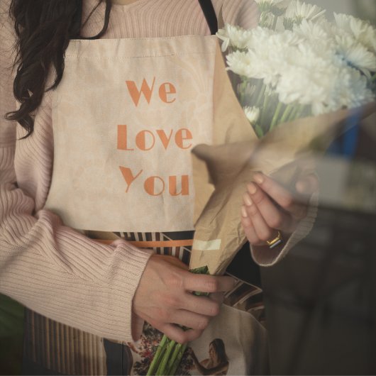 Elegant Floral Custom Family Photo Text Oranje Schort