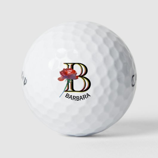 Elegant Floral Custom Monogram Name Golfballen (Voorkant)