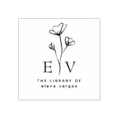 Elegant Floral Custom Name Initials Library Book Rubberstempel (Afrduk)