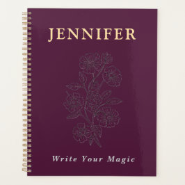 Elegant Floral Custom Name Notebook | Write Your M Planner