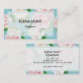 Elegant Floral Cyan Visitekaartje (Voorkant / Achterkant)
