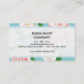 Elegant Floral Cyan Visitekaartje (Achterkant)