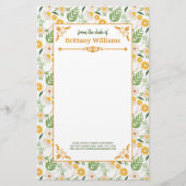 Elegant Floral Daisy Botanical Garden Pattern Briefpapier (Voorkant)