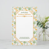 Elegant Floral Daisy Botanical Garden Pattern Briefpapier (Staand voorkant)