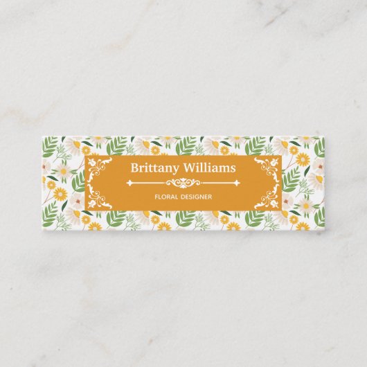 Elegant Floral Daisy Botanical Garden Pattern Mini Visitekaartje (Voorkant)