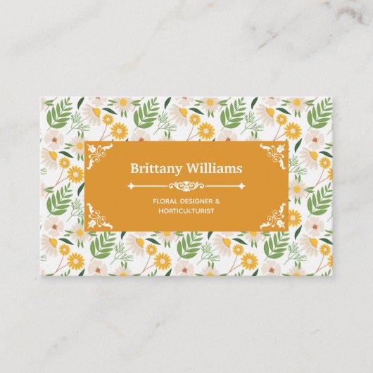 Elegant Floral Daisy Botanical Garden Pattern Visitekaartje (Voorkant)