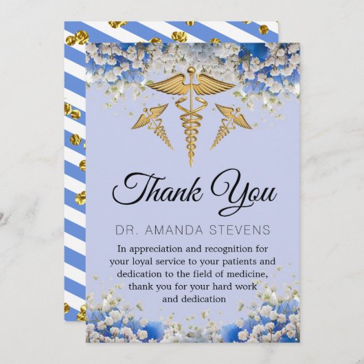 Elegant Floral Daisy Doctor Hartelijk dank Bedankkaart (Voorkant / Achterkant)