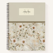 Elegant Floral Daisy Pattern Monogram Notitieboek (Voorkant)